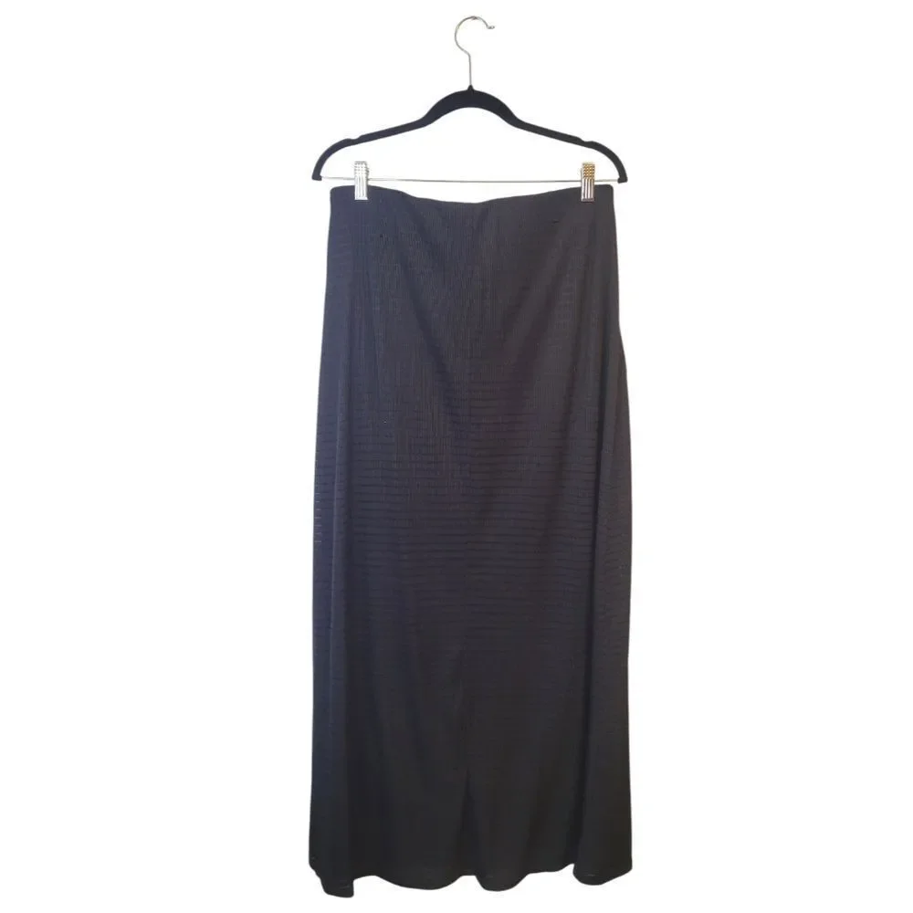 Eci Women's Black Ribbed Maxi Skirt Size L